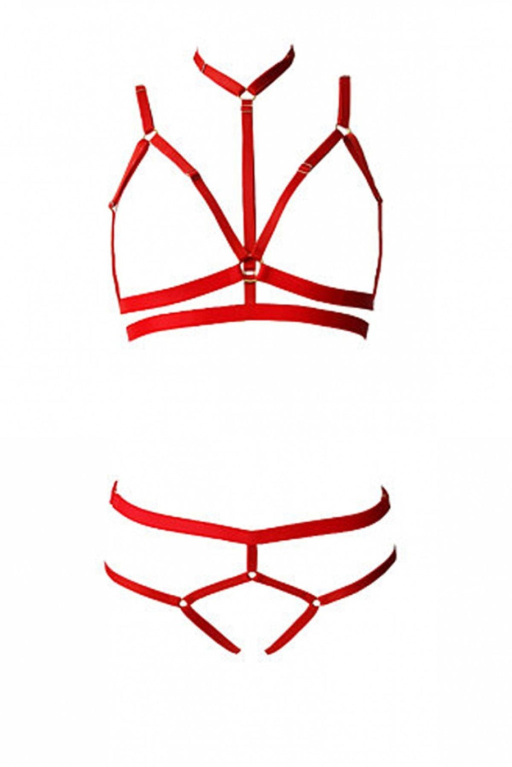 3 Piece Sexy Harness Bra Suit