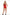 HarnessClub black cascading chain O-ring halter harness with silver chain details over red bodysuit