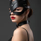 Black Cat-Ear Vegan Leather Eye Mask by HarnessClub; matte black with silver rivets