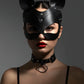 Black Cat-Ear Matte Vegan Leather Eye Mask by HarnessClub with silver rivets