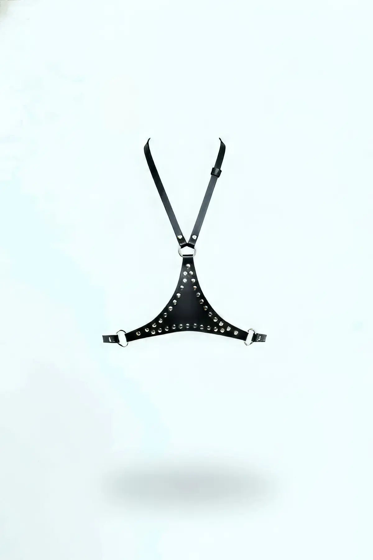 Chest harness black vegan leather triangle with studs by HarnessClub