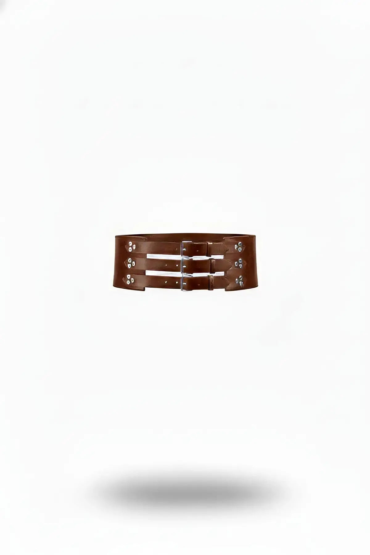 HarnessClub brown triple-strap cage wide vegan leather waist belt