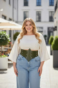 Plus Size Khaki Studded Thick Corset Waist Belt