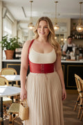 Plus Size Red Lace-Up Shoulder-Strap Corset-Style Belt