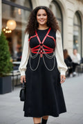 Plus Size Red Chain Detail Body Harness | Vegan Leather Statement Accessory