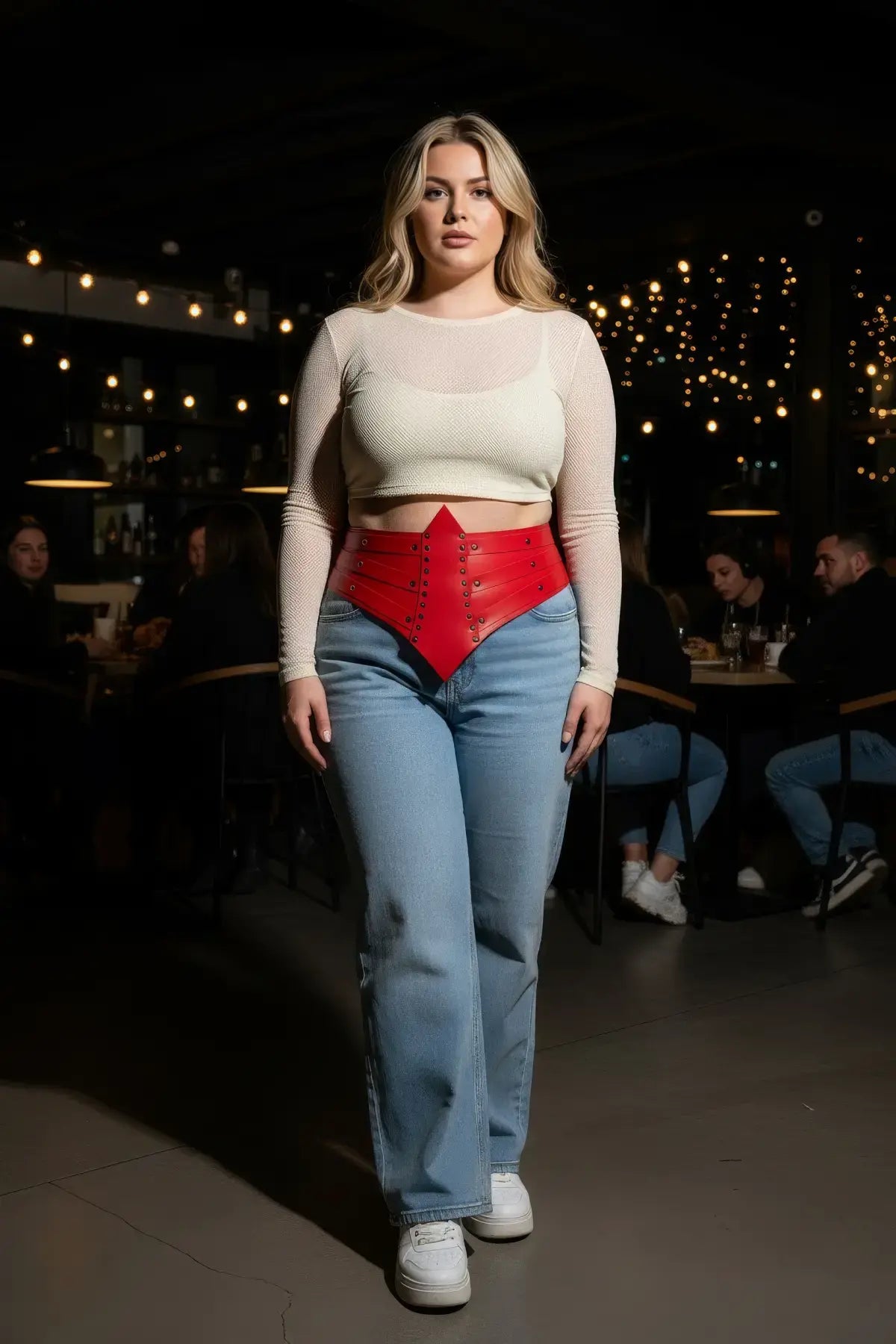 Plus Size Red Corset-Form Studded Belt