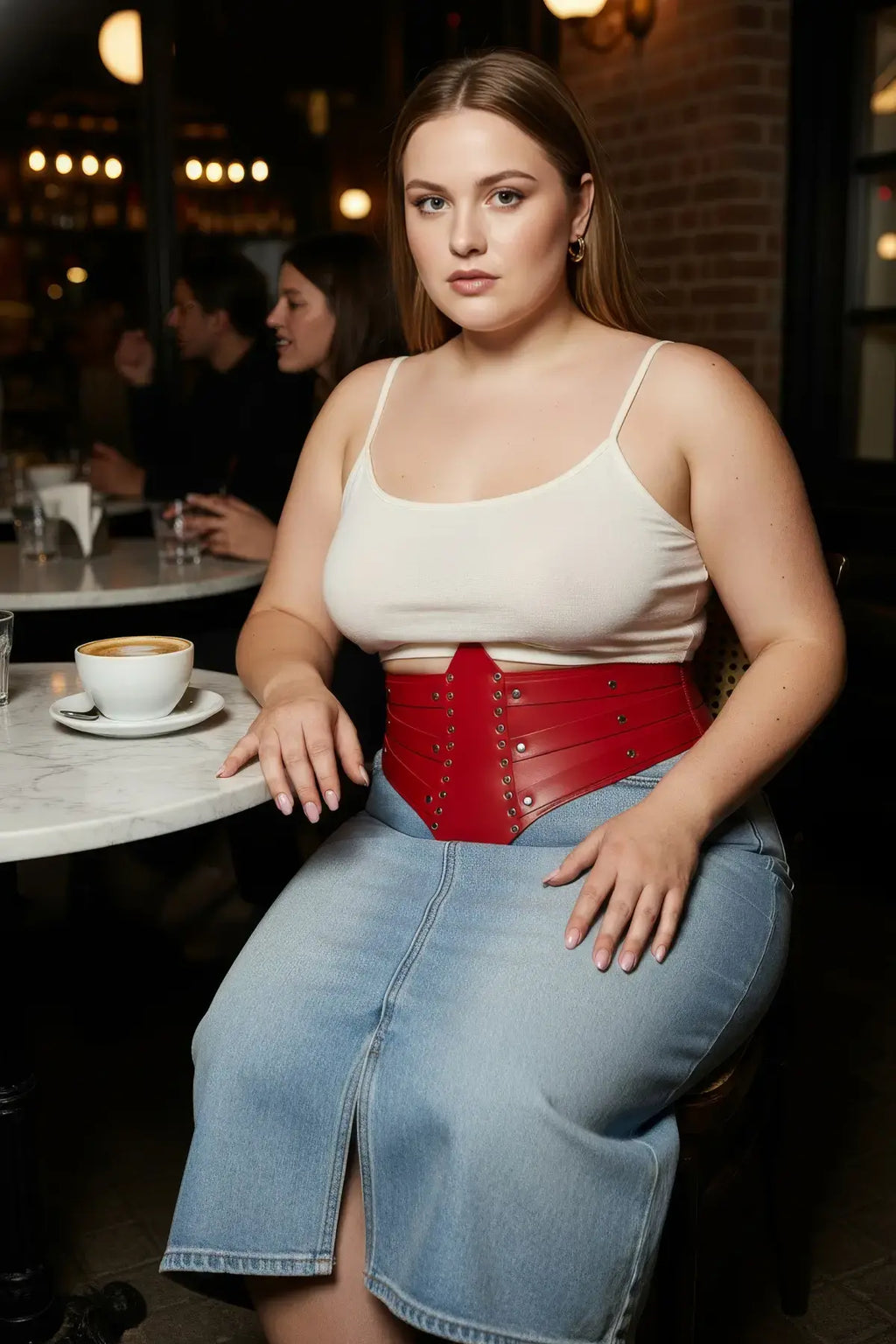 Plus Size Red Corset-Form Studded Belt