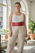 Plus Size Red Wide Multi-Buckle Corset Leather Belt