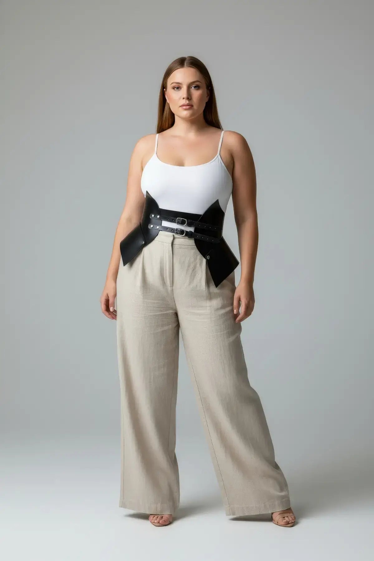 Plus Size Black Leather Corset Belt