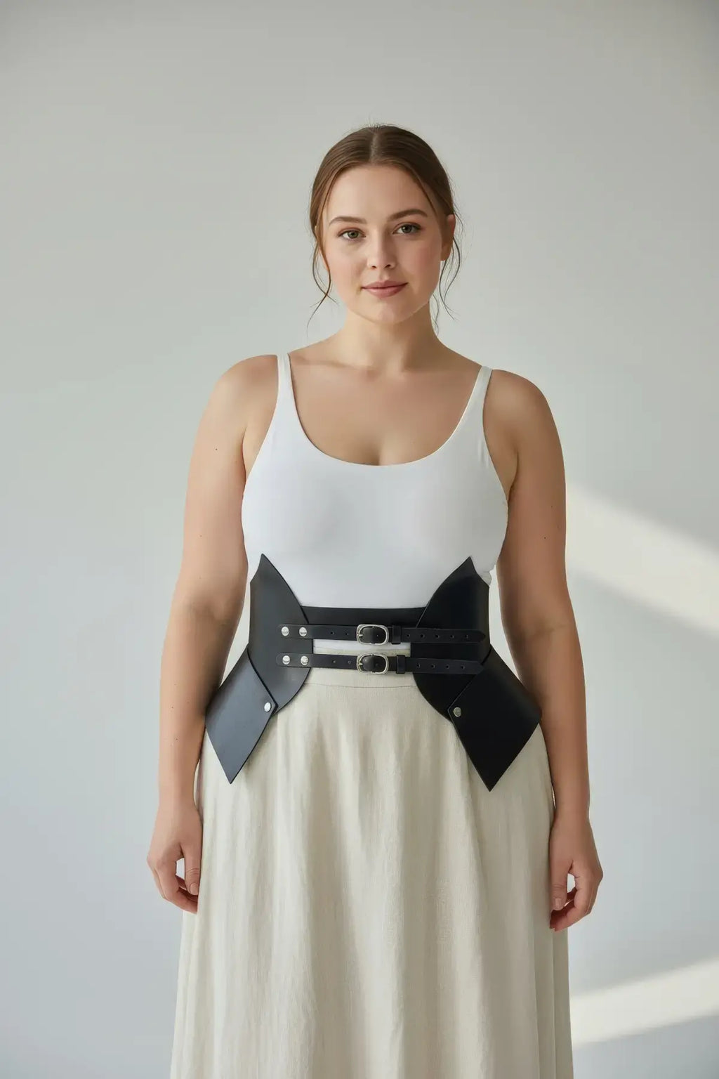 Plus Size Black Leather Corset Belt