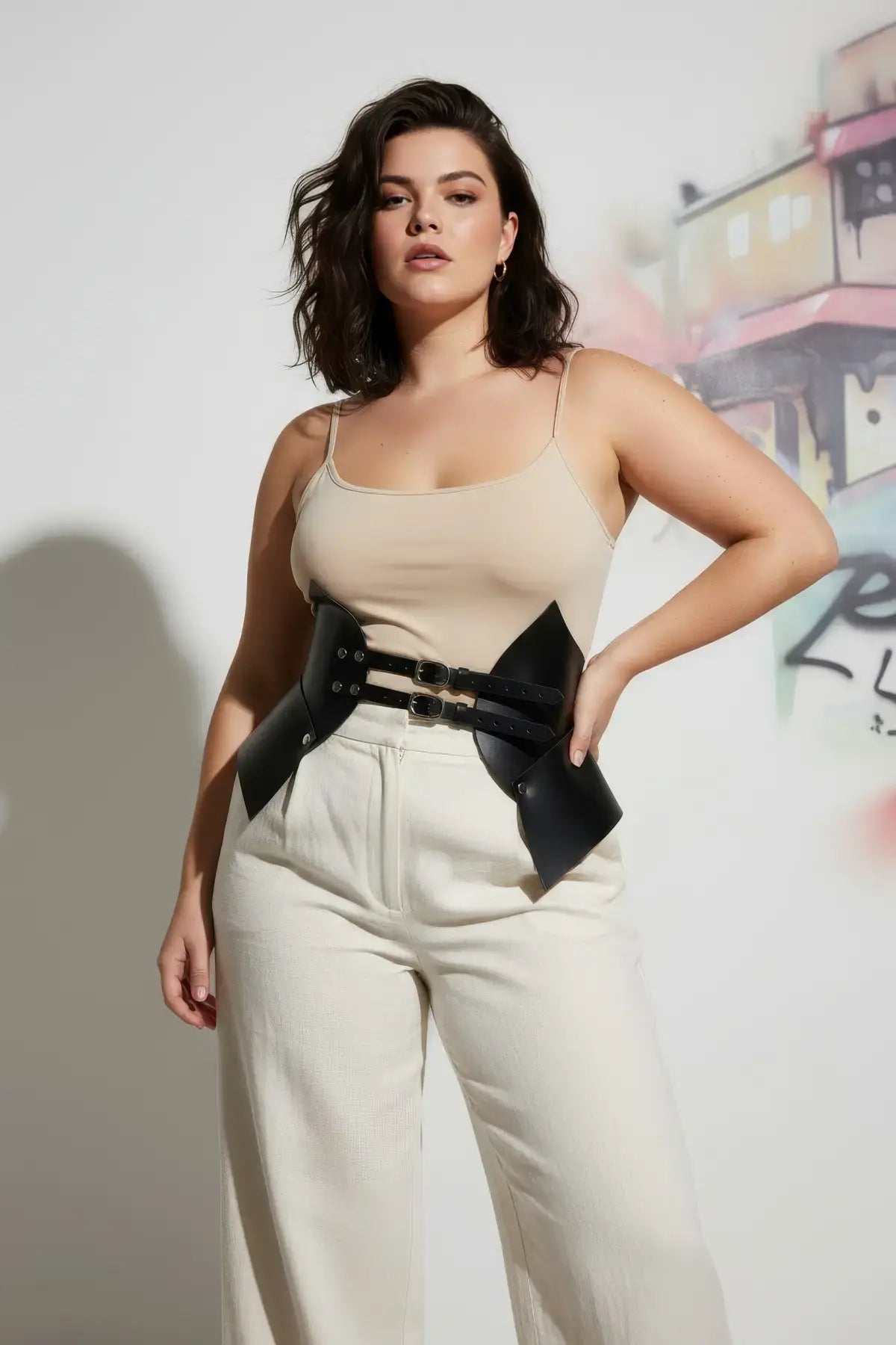 Plus Size Black Leather Corset Belt