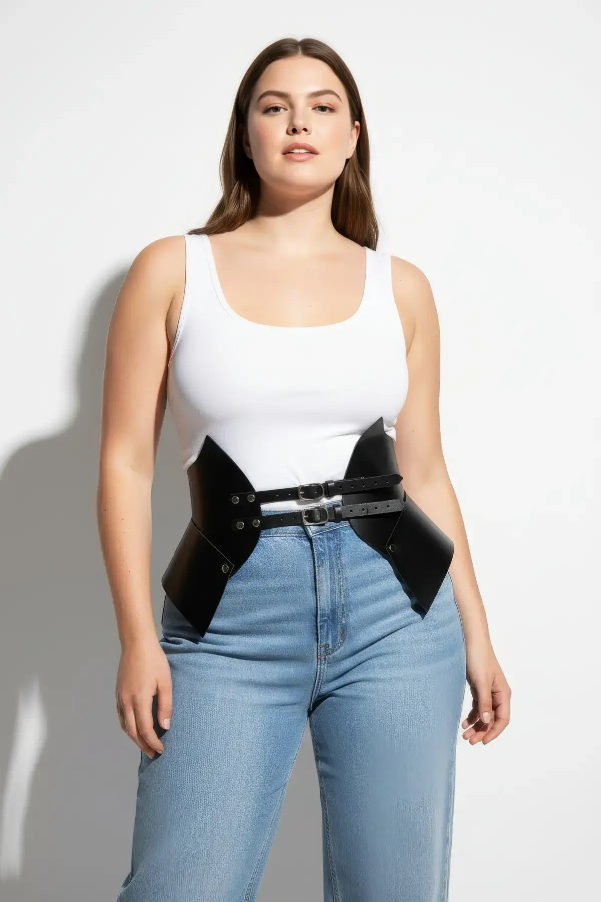 Plus Size Black Leather Corset Belt