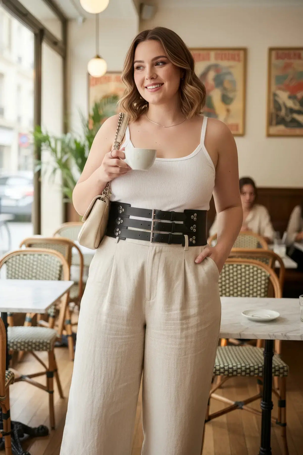 Plus Size Black Multi-Buckle Wide Corset Belt