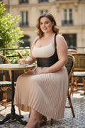 Plus Size Black Shoulder-Strap Lace-Up Corset-Detail Belt
