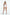 Layered chain bralette harness on white bodysuit with red faux leather straps and collar