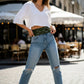 HarnessClub olive vegan leather wide O-ring waist belt with statement hardware
