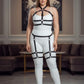Plus Size Black Adjustable Garter Harness Set by HarnessClub, faux leather body accessory