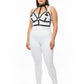 Plus-size black vegan-leather bow-accent chest bralette harness with collar by HarnessClub