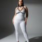 Plus-size black chain-and-collar faux leather body harness by HarnessClub