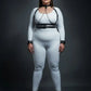 Plus size black chain chest harness and cuffs set; vegan leather with silver chains, HarnessClub