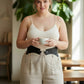 Plus Size Black Chain Detail Corset Harness by HarnessClub; vegan leather waist belt with silver chains.