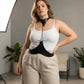 Plus-size black leather body belt with chain detail by HarnessClub