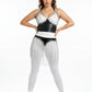 Plus-Size Black Chain-Fringe Bralette and Skirt Set, two-piece vegan leather with silver chains