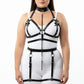 Plus Size Black Chain-Link Garter Harness Set in vegan leather by HarnessClub