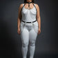 Plus-size black chain-swag collar and waist harness; vegan leather by HarnessClub