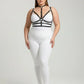 Plus-size black collar and O-ring faux leather harness set by HarnessClub
