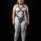 Plus-size black diamond lattice torso cage harness in vegan leather by HarnessClub
