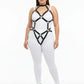 Plus Size Black Diamond Lattice Torso Cage Harness, vegan leather body accessory
