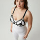 Plus size black disc O-ring leather chest harness by HarnessClub, vegan leather body accessory