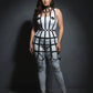 Plus-size black dome cage skirt and collar harness worn on model; vegan leather set