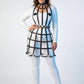 Plus-size black vegan-leather cage skirt and collar harness set by HarnessClub