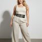 Plus-size HarnessClub black vegan-leather belt with double-row grommets and multiple buckles