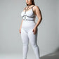 Plus Size Black Elastic Collar and O-Ring Harness by HarnessClub worn neck-to-waist on model