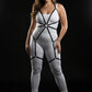 HarnessClub plus-size black elastic full-body garter harness with O-ring set