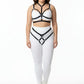 Plus-size black elastic chest-and-hip harness set by HarnessClub, two-piece