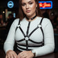 HarnessClub plus-size black vegan leather choker-to-waist full-cage harness with O-ring