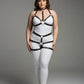 Plus-size black faux-leather body harness with fully adjustable straps