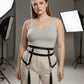 Plus size black garter hip belt with leg straps and tassels, vegan leather by HarnessClub
