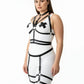 Plus-size black garter strap full-body harness set by HarnessClub, vegan leather