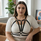Plus Size Black Geometric Chest Harness by HarnessClub in vegan leather