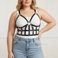 Plus size black leather body harness outfit completer with metal rings by HarnessClub