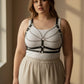 Plus size black leather chain-detail body harness by HarnessClub