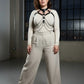 Plus Size Black Leather Harness with Chain and Choker Detail by HarnessClub