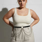 Plus Size Black Leather Multi-Chain Detail Belt by HarnessClub with circular metal ring and draped chains