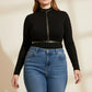 Plus Size Black Micro-Stud Collar and Waist Harness by HarnessClub, vegan leather with gold-tone studs, worn by model.