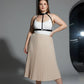 HarnessClub Plus Size Black Minimalist Adjustable Body Harness, vegan leather with choker collar